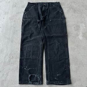 Vintage Y2K Carhartt black double knee work wear carpenter pants